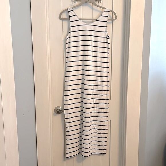 Hanro Laura Long White Navy Striped Tank Dress Size XS - Picture 3 of 8